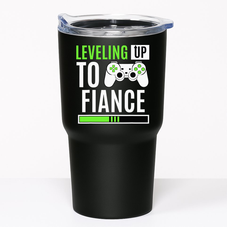 Leveled Up To Fiance Just Engaged Newly Engaged Couple Tumbler