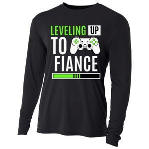 Leveled Up To Fiance Just Engaged Newly Engaged Couple Cooling Performance Long Sleeve Crew