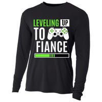 Leveled Up To Fiance Just Engaged Newly Engaged Couple Cooling Performance Long Sleeve Crew
