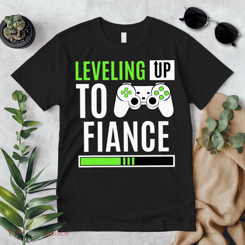 Leveled Up To Fiance Just Engaged Newly Engaged Couple Premium T-Shirt