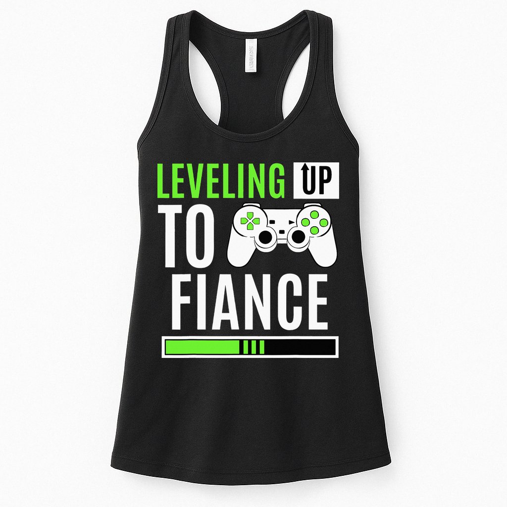 Leveled Up To Fiance Just Engaged Newly Engaged Couple Womens Tank Top