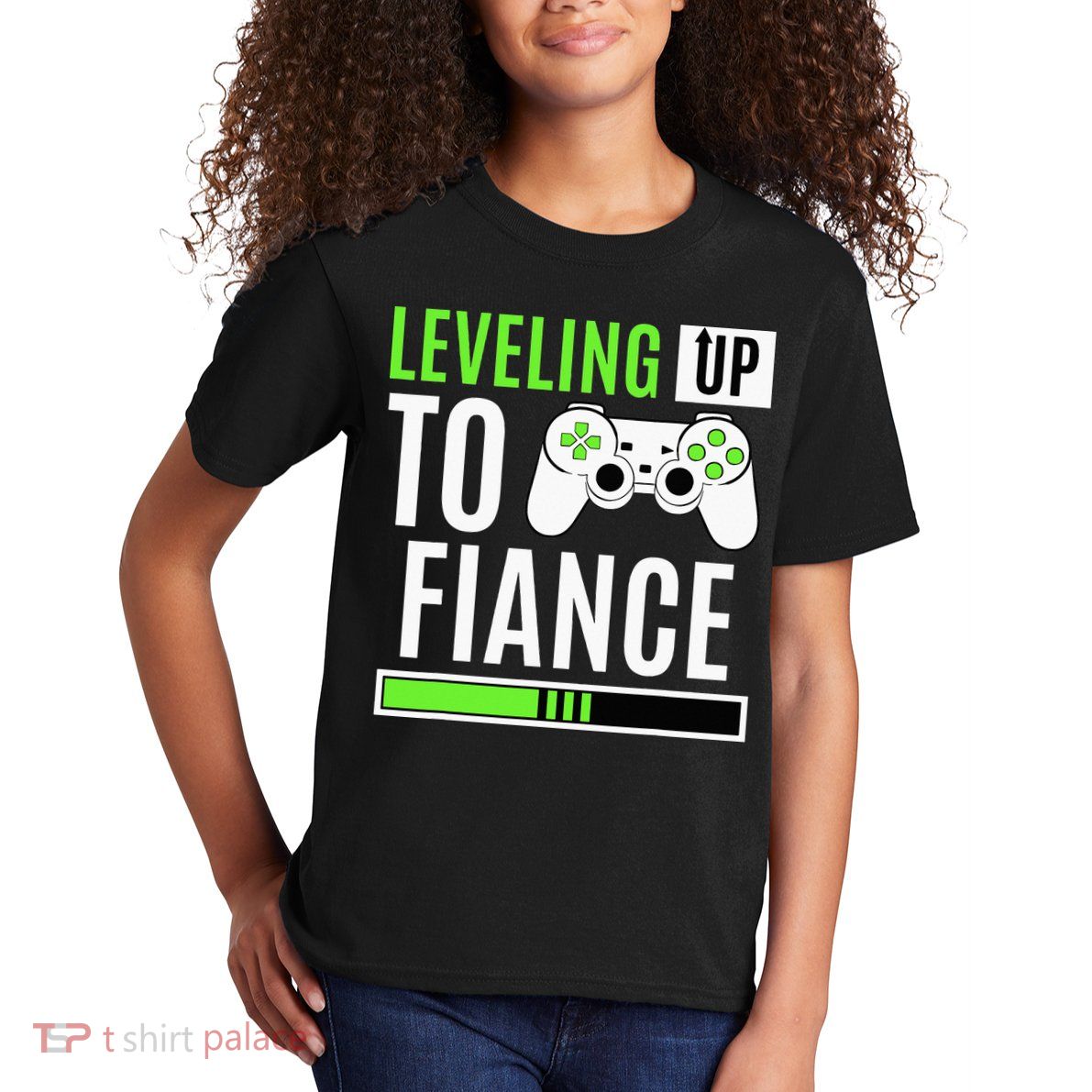 Leveled Up To Fiance Just Engaged Newly Engaged Couple Kids T-Shirt