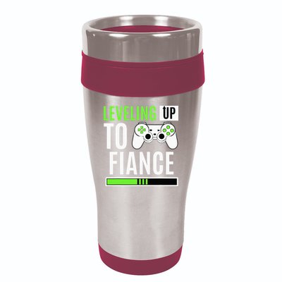 Leveled Up To Fiance Just Engaged Newly Engaged Couple 16oz Travel Tumbler