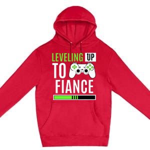 Leveled Up To Fiance Just Engaged Newly Engaged Couple Premium Pullover Hoodie