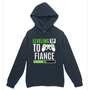 Leveled Up To Fiance Just Engaged Newly Engaged Couple Urban Pullover Hoodie