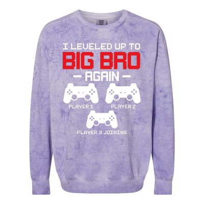 Leveled Up To Big Bro Again New Big Brother Gift Announcement Colorblast Crewneck Sweatshirt