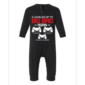 Leveled Up To Big Bro Again New Big Brother Gift Announcement Infant Fleece One Piece