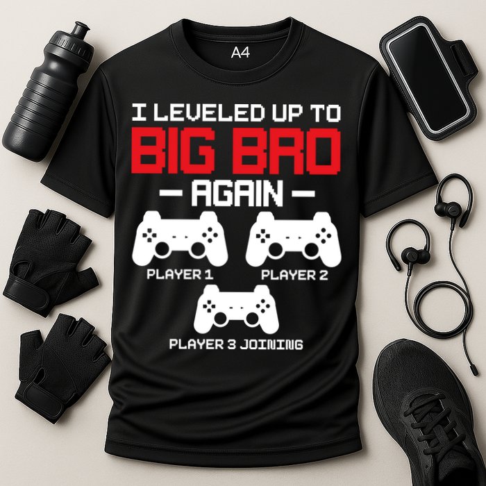 Leveled Up To Big Bro Again New Big Brother Gift Announcement Cooling Performance Crew T-Shirt