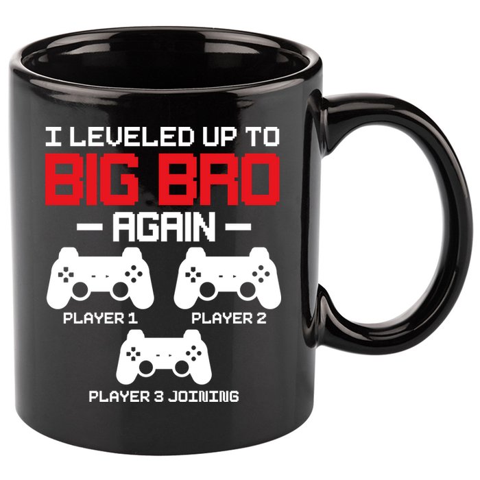 Leveled Up To Big Bro Again New Big Brother Gift Announcement 11oz C Handle Ceramic Mug