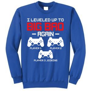 Leveled Up To Big Bro Again New Big Brother Gift Announcement Tall Sweatshirt