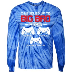 Leveled Up To Big Bro Again New Big Brother Gift Announcement Tie-Dye Long Sleeve Shirt