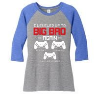 Leveled Up To Big Bro Again New Big Brother Gift Announcement Women's Tri-Blend 3/4-Sleeve Raglan Shirt