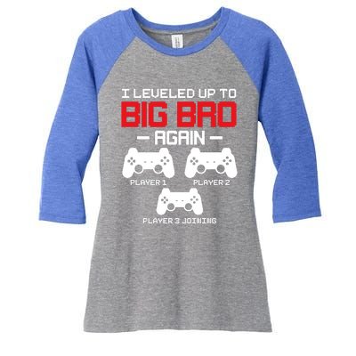 Leveled Up To Big Bro Again New Big Brother Gift Announcement Women's Tri-Blend 3/4-Sleeve Raglan Shirt