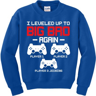 Leveled Up To Big Bro Again New Big Brother Gift Announcement Kids Sweatshirt