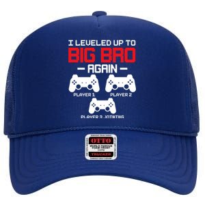 Leveled Up To Big Bro Again New Big Brother Gift Announcement High Crown Mesh Back Trucker Hat