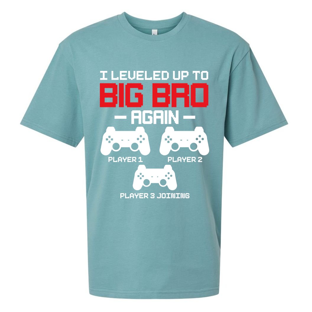 Leveled Up To Big Bro Again New Big Brother Gift Announcement Sueded Cloud Jersey T-Shirt