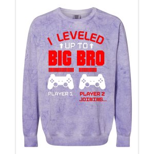 Leveled Up To Big Bro New Big Brother Gamer Gift Announcement Colorblast Crewneck Sweatshirt