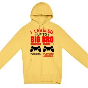 Leveled Up To Big Bro New Big Brother Gamer Gift Announcement Premium Pullover Hoodie