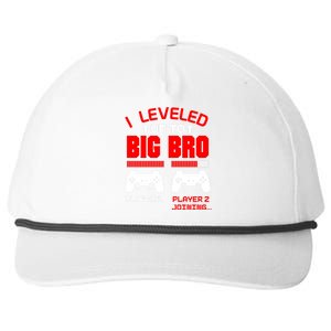 Leveled Up To Big Bro New Big Brother Gamer Gift Announcement Snapback Five-Panel Rope Hat