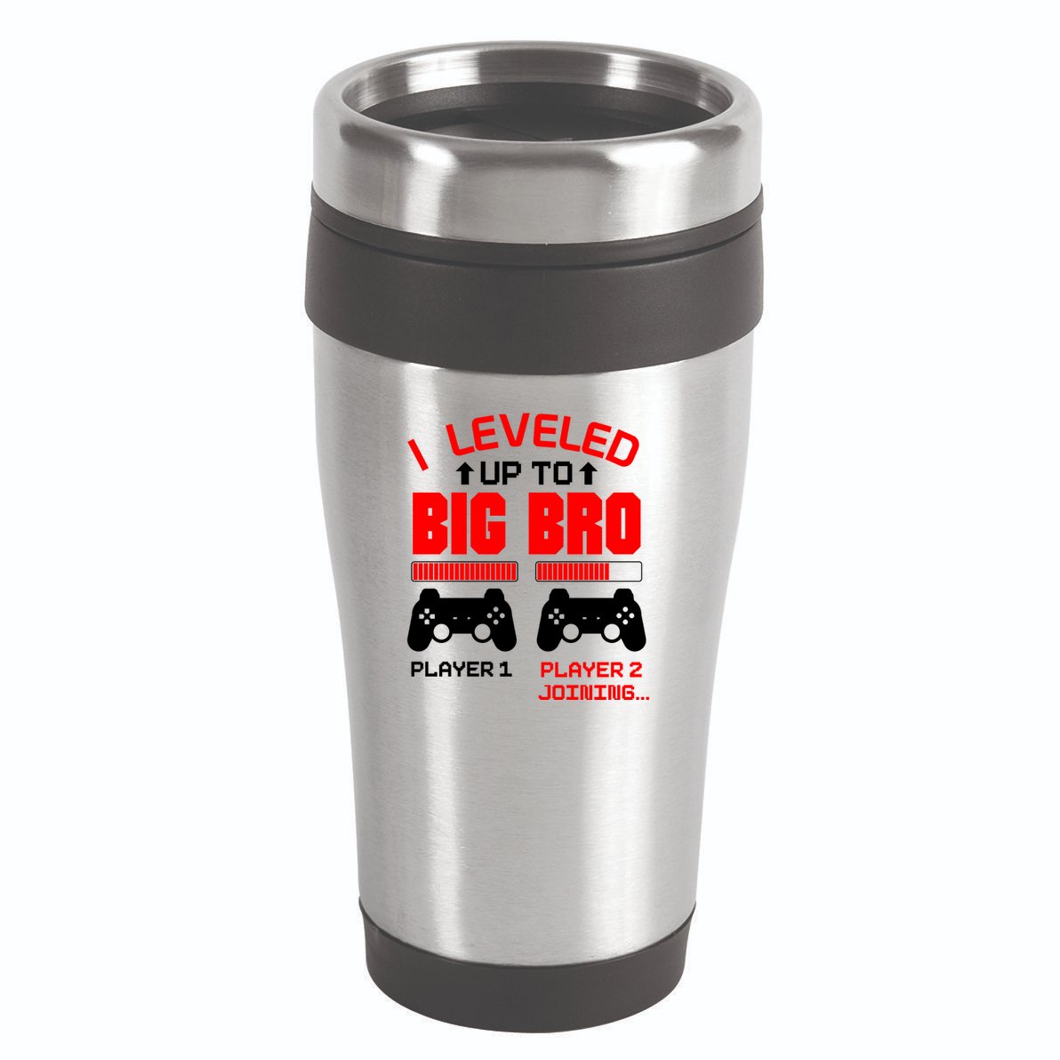 Leveled Up To Big Bro New Big Brother Gamer Gift Announcement 16oz Travel Tumbler