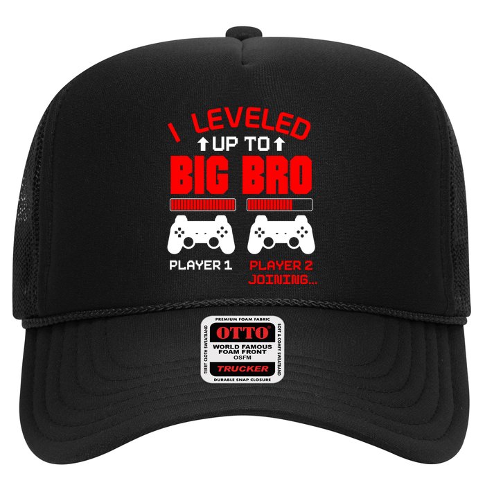 Leveled Up To Big Bro New Big Brother Gamer Gift Announcement Trucker Hat