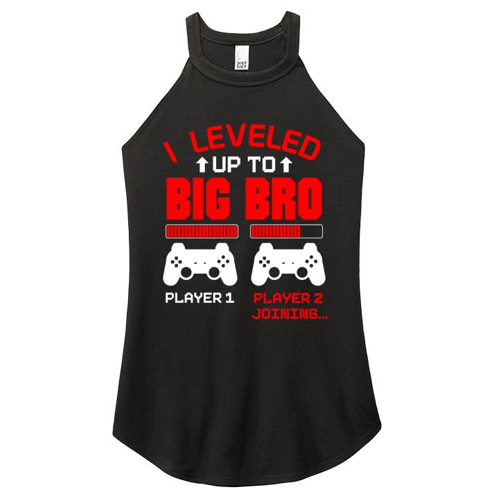 Leveled Up To Big Bro New Big Brother Gamer Gift Announcement Women's Perfect Tri Rocker Tank