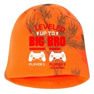 Leveled Up To Big Bro New Big Brother Gamer Gift Announcement Kati - Camo Knit Beanie