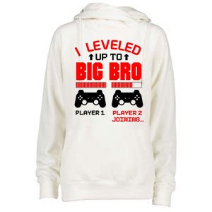 Leveled Up To Big Bro New Big Brother Gamer Gift Announcement Womens Funnel Neck Pullover Hood