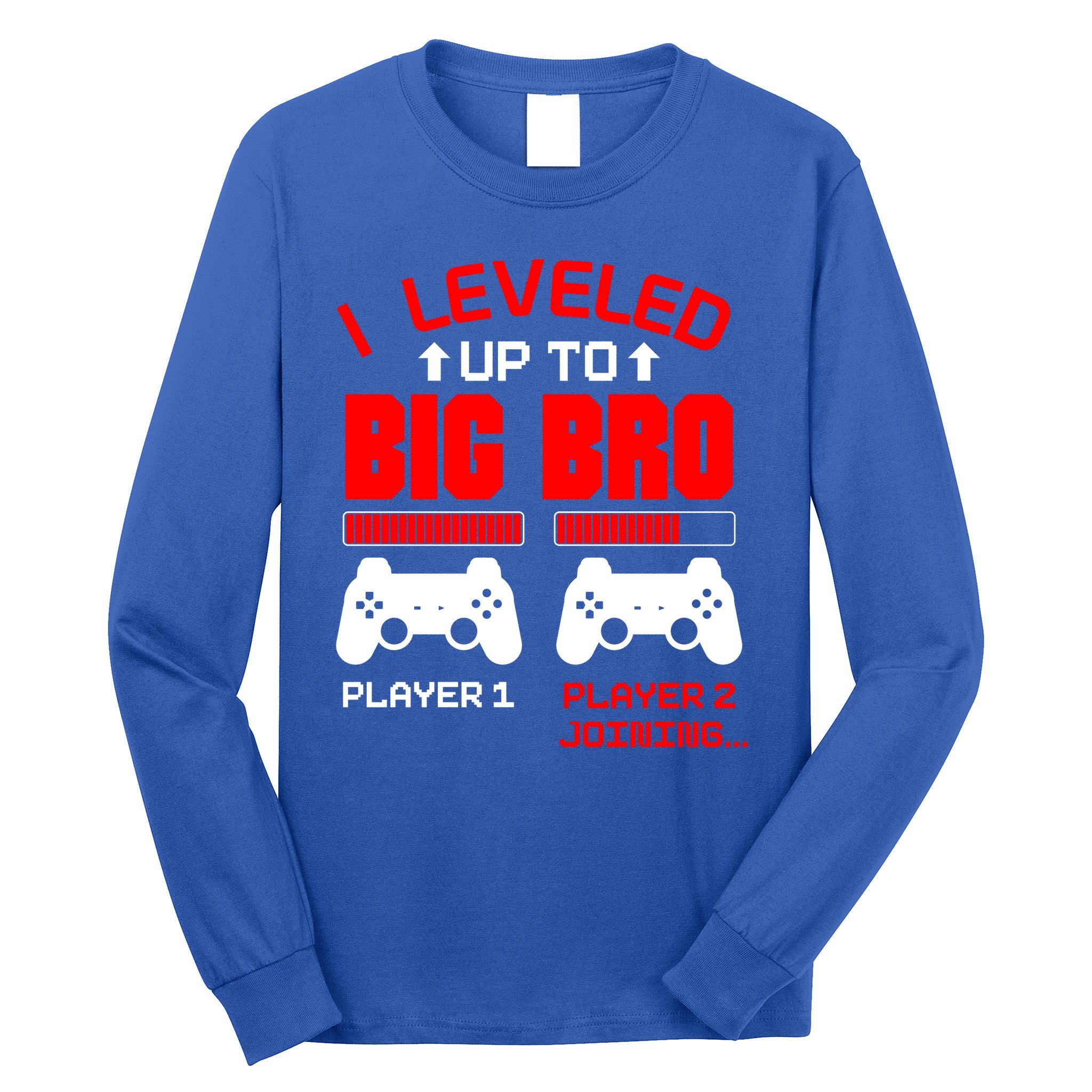 Leveled Up To Big Bro New Big Brother Gamer Gift Announcement Long Sleeve Shirt