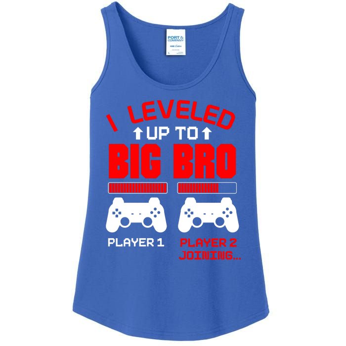 Leveled Up To Big Bro New Big Brother Gamer Gift Announcement Ladies Essential Tank