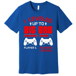 Leveled Up To Big Bro New Big Brother Gamer Gift Announcement Premium T-Shirt