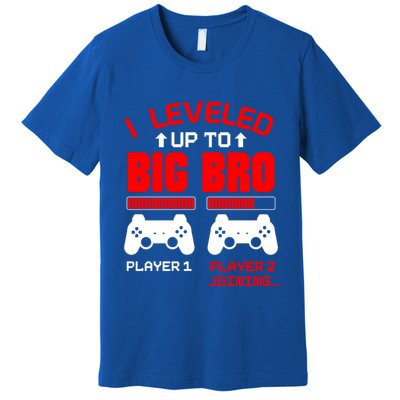 Leveled Up To Big Bro New Big Brother Gamer Gift Announcement Premium T-Shirt