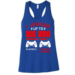 Leveled Up To Big Bro New Big Brother Gamer Gift Announcement Women's Racerback Tank