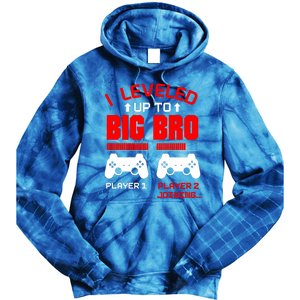 Leveled Up To Big Bro New Big Brother Gamer Gift Announcement Tie Dye Hoodie