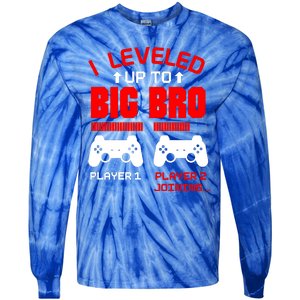 Leveled Up To Big Bro New Big Brother Gamer Gift Announcement Tie-Dye Long Sleeve Shirt