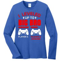 Leveled Up To Big Bro New Big Brother Gamer Gift Announcement Ladies Long Sleeve Shirt