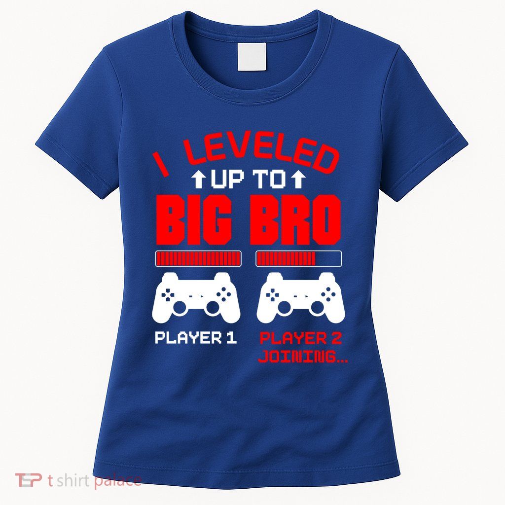 Leveled Up To Big Bro New Big Brother Gamer Gift Announcement Women's T-Shirt