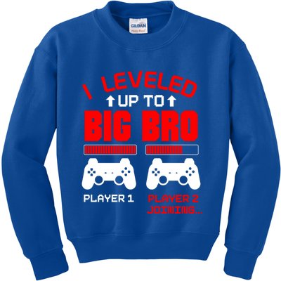 Leveled Up To Big Bro New Big Brother Gamer Gift Announcement Kids Sweatshirt