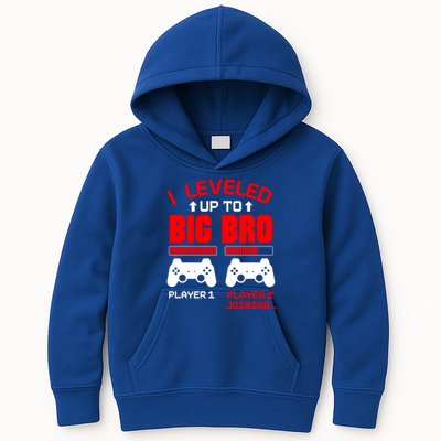 Leveled Up To Big Bro New Big Brother Gamer Gift Announcement Kids Hoodie
