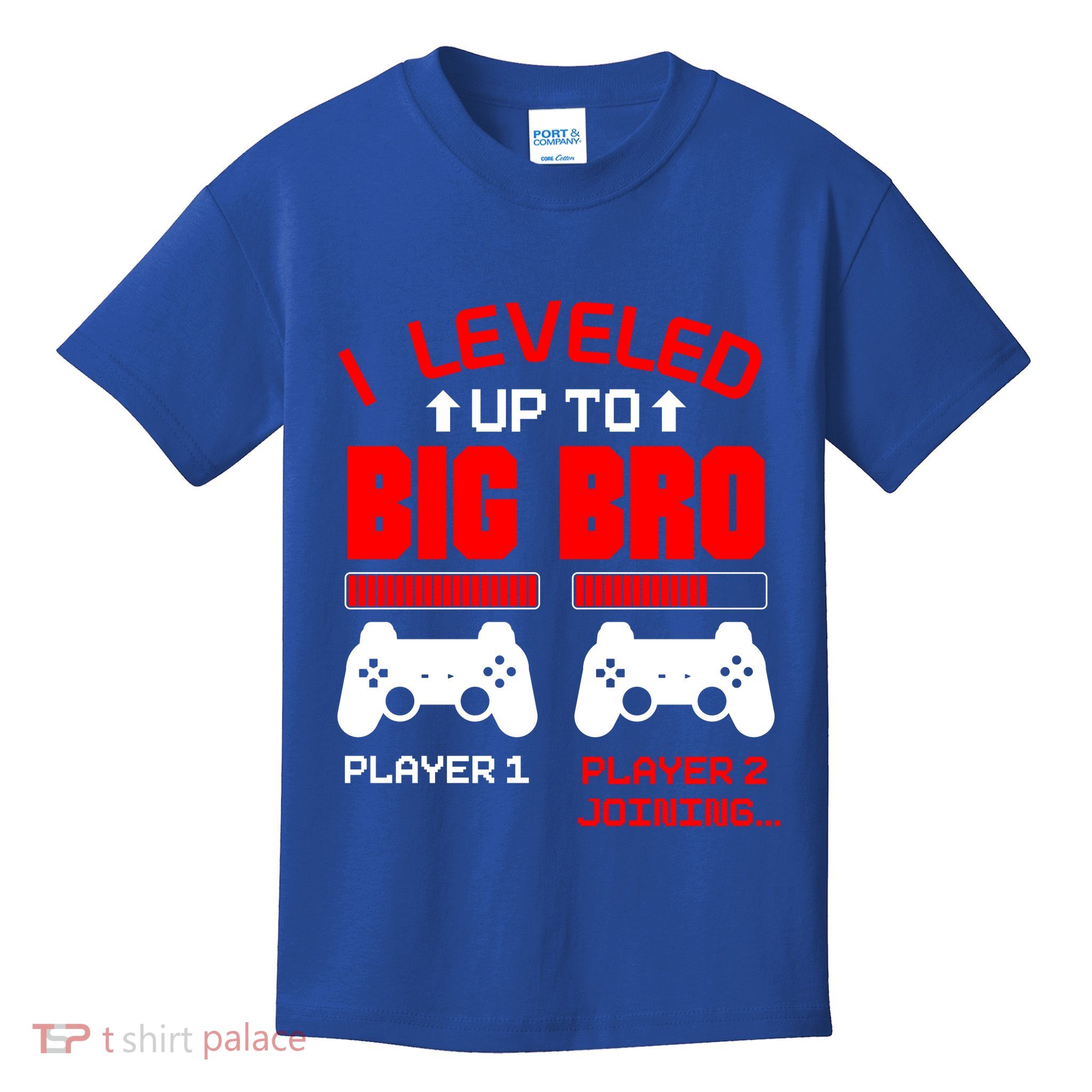 Leveled Up To Big Bro New Big Brother Gamer Gift Announcement Kids T-Shirt