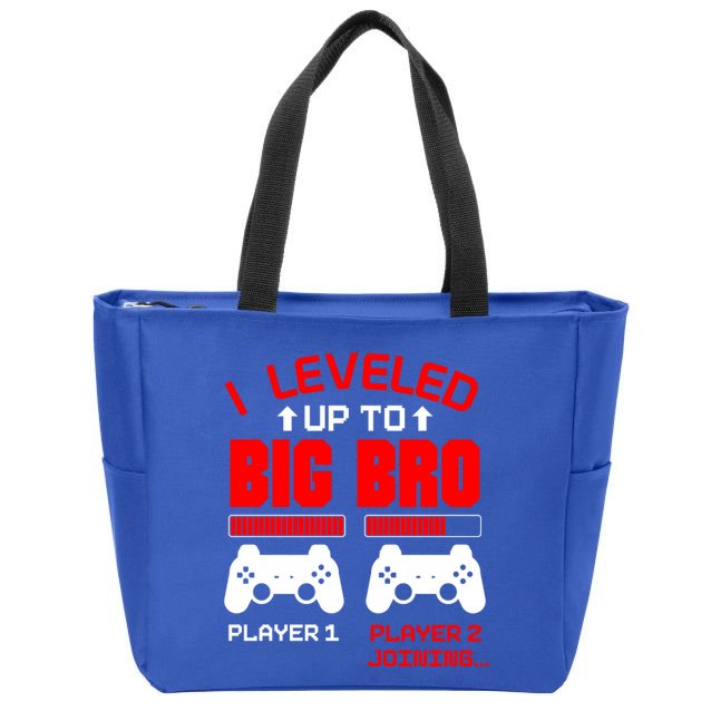 Leveled Up To Big Bro New Big Brother Gamer Gift Announcement Zip Tote Bag