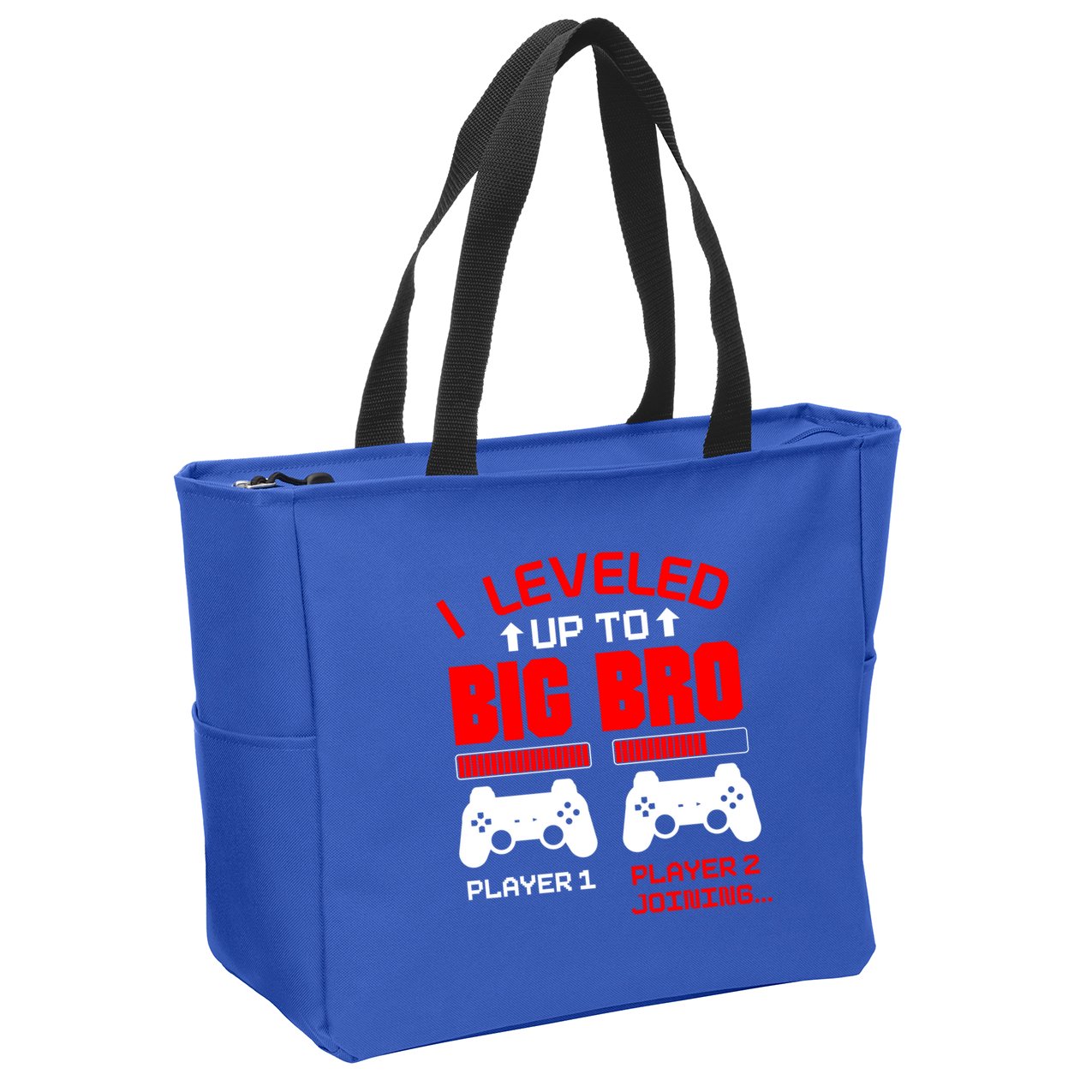 Leveled Up To Big Bro New Big Brother Gamer Gift Announcement Zip Tote Bag