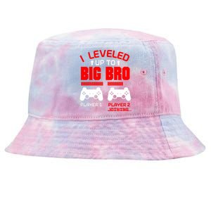 Leveled Up To Big Bro New Big Brother Gamer Gift Announcement Tie-Dyed Bucket Hat