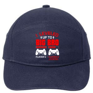 Leveled Up To Big Bro New Big Brother Gamer Gift Announcement 7-Panel Snapback Hat