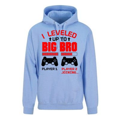 Leveled Up To Big Bro New Big Brother Gamer Gift Announcement Unisex Surf Hoodie