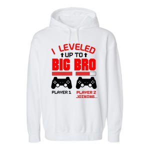 Leveled Up To Big Bro New Big Brother Gamer Gift Announcement Garment-Dyed Fleece Hoodie