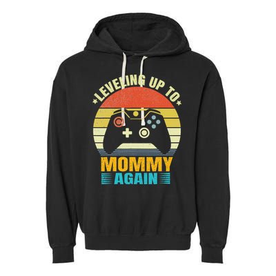 Leveling Up To Mommy Again Promoted To Newly Mommy Garment-Dyed Fleece Hoodie