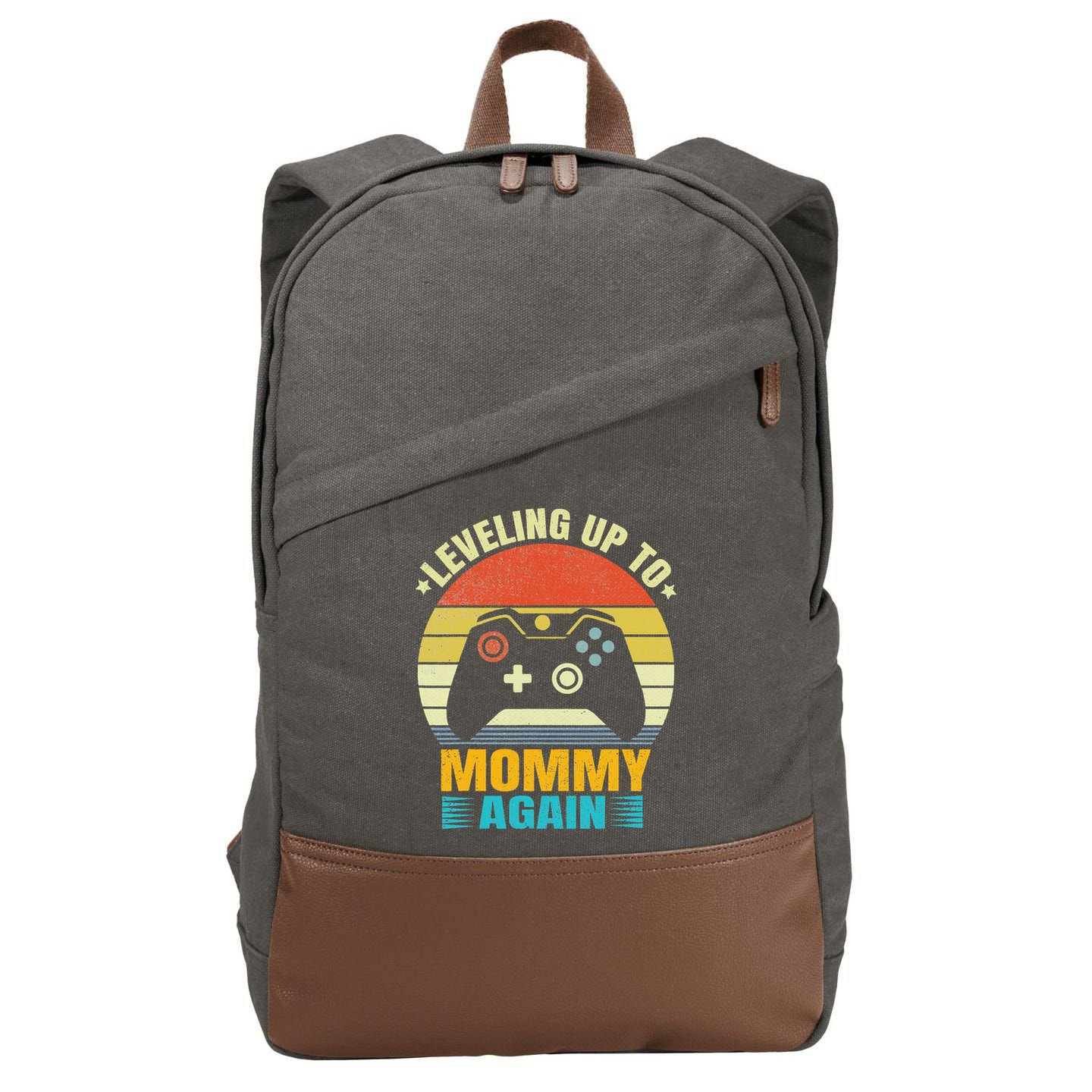 Leveling Up To Mommy Again Promoted To Newly Mommy Cotton Canvas Backpack