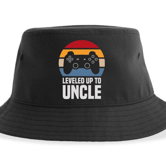 Leveled Up To Uncle Gift Gamer Gaming Pregnancy Announcement Sustainable Bucket Hat