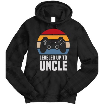 Leveled Up To Uncle Gift Gamer Gaming Pregnancy Announcement Tie Dye Hoodie